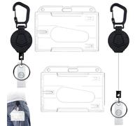 VireEyU 2 Porte-clés rétractables,2 Porte-cartes transparents,Porte-badge ID tactique, câble en acier rétractable de 31 pouces,capacité de charge jusqu'à 8 oz,inclus mousqueton (Ensemble de 4 pièces)