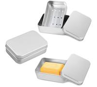 VireEyU 3 Boîtes à Savon en Aluminium avec Grille de Drainage, Boîtes Étanches Résistantes à l'Humidité pour Voyage et Maison, Antirouille, Compacts et Durables