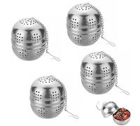 VireEyU 4 Pièces Infuseurs à Thé en Vrac, Acier Inoxydable 304, avec Longue Chaîne et Coupelle Égouttoir Ronde-Boule à Thé Pratique, Maille Fine et Facile à Nettoyer, Adaptée pour Théières et Tasses