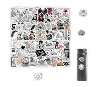 VireEyU Ensemble d'Autocollants Crâne,100 Pièces Autocollants Imperméables Noir et Blanc,Graffiti Vintage pour Ordinateur Portable, Skateboard, Casque, Voiture, Vélo, Idéal pour Adolescents et Adultes