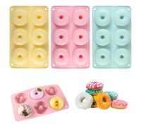 VireEyU Ensemble de 3 moules à donuts en silicone premium, résistant à la chaleur jusqu'à 230°C, idéal pour les donuts, bagels, adapté pour le four et le micro-ondes, facile à nettoyer et à ranger