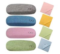 VireEyU Ensemble de 4 Étuis à Lunettes Rigides & 4 Chiffons en Microfibre, Boîte de Rangement Universelle pour Lunettes,Lunettes de Soleil, Unisexe, Inclut des Chiffons de Nettoyage de Haute Qualité
