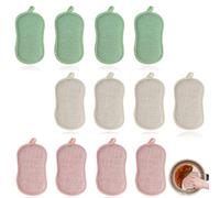 VireEyU Éponges de Cuisine Réutilisables, Lot de 12, 16x9 cm, Microfibre, Double Face pour les Taches Tenaces, Lavables en Machine, Parfaites pour la Vaisselle et le Nettoyage des Surfaces