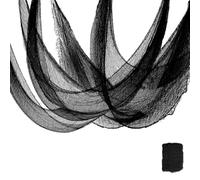 VireEyU Lot de 500 cm Effrayants pour Halloween, Toile Noire,Tissu Fantomatique, 500x76 cm, Idéal pour Décoration de Table, Maisons Hantées, Vérandas, Fenêtres et Portes, Noir