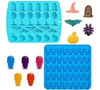 VireEyU Moules en Silicone Halloween, 2 Pièces, 30 & 40 Cavités, Formes de Citrouilles et Fantômes, Moules à Chocolat Halloween, Moules à Bonbons pour Gommes, Bonbons, Chocolat, Biscuits, Gelée