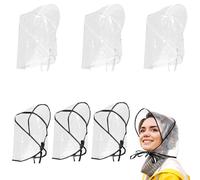 VireEyU Pack de 6 Chapeaux de Pluie Transparents - Protection en Plastique, Idéal pour les Coiffures, Chapeau de Pluie Universel pour Hommes et Femmes, Pratique et Confortable par Temps Pluvieux
