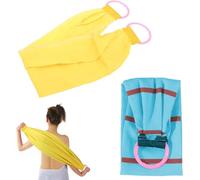 VireEyU Set de 2 Gants Exfoliants - Brosse de Douche Naturelle pour Éliminer les Peaux Mortes, Gant de Gommage Corporel avec Poignées Doubles pour Exfoliation, Soin de la Peau (Jaune/Bleu)