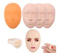 VireEyU Set de 24 pièces de peau de pratique pour tatouage en silicone, inclut 3PCS de peau faciale 5D & 1PCS de base,20 pcs de coupes d'encre pour tatouage, pour les tatouages du visage et de la tête
