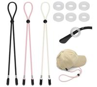 VireEyU Set de 3 attaches pour casquette avec clips,Cordon spirale flexible pour la pêche,la voile et l'escalade,Cordon de sécurité ajustable pour casquette,Protection contre la perte par vent