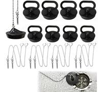 VireEyU Set de 4 Bouchons de Lavabo en Silicone, Bouchons de Drainage - avec Chaîne de 18 cm, Adaptés pour Éviers et Baignoires, Idéal pour Cuisine et Salle de Bain (42mm et 50mm)