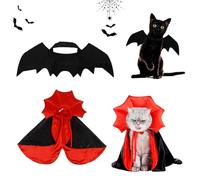 VireEyU Set de Costume pour Animaux de Compagnie Halloween, Cape de Vampire et Ailes de Chauve-Souris pour Chats et Petits Chiens, Idéal pour les Fêtes d'Halloween et Cosplay.