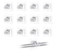 VireEyU Supports de Tringle à Rideaux Auto-adhésifs, 12 Pièces, 6x6 CM, Supports Muraux pour Tringles à Rideaux, Crochets Auto-adhésifs pour Serviettes et Rideaux, Idéal pour Cuisine et Salle de Bain