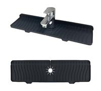 VireEyU Tapis de protection éclaboussures pour évier de cuisine, 46 cm, tapis de séchage en silicone noir avec extension, protection contre les éclaboussures pour cuisine, salle (2 pièces)