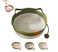 Virela Woven Rope Cat Basket, Hand Woven Cats Bed, Cat Foldable Sleeping Basket, Kitten Shaped House for Cats, for All Cats (L,Green)