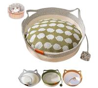 Virelapets Panier pour chat en corde tissée, cordes en coton naturel respirantes et durables, parfait pour le salon, la chambre à coucher ou le bureau, fournissant un endroit de repos confortable pour