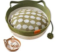Virelapets Woven Rope Cat Basket,Hand Woven Cats Bed,Cat Toy Basket,Indoor Cats Beds,with Pet Toy and Blanket,Suitable for All Cats