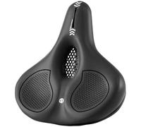 VIRELLO Coussin de selle de vélo en mousse à mémoire de forme épaisse avec double absorption des chocs, cuir synthétique imperméable, bandes réfléchissantes, poignée arrière pour VTT, vélos