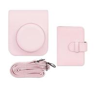 VIRELLO Étui pour appareil photo Fujifilm Instax Mini 12, étui de protection en cuir PU avec album de 28 photos, pochette de rangement étanche avec sangle