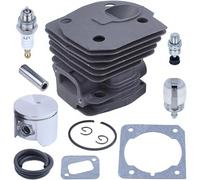 VIRELLO Kit de piston de cylindre de 45 mm pour tronçonneuse Husqvarna 353 351 350 346XP 340, pièce de rechange en métal haute performance avec joint et valve, installation facile pour une puissance