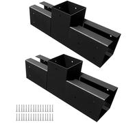 VIRELLO Supports de pergola d'angle plats à 3 voies robustes - Connecteurs en acier au carbone résistants à la rouille pour tonnelle en bois de 4 x 4 - Support de poteau noir avec vis pour bricolage