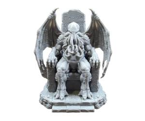 Virelynx Statue du Trône Cthulhu imprimée en 3D - Figurine gothique en résine pour étagère de bureau, statue de monstres tentacules - Décoration sombre fantaisie