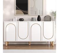 Viret - Buffet 4 Portes Blanc Design Graphique 150x73cm