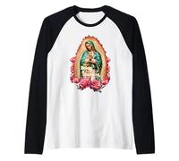 Virgencita Milagrosa Tee - Traditional Catholic Virgin Mary Manche Raglan