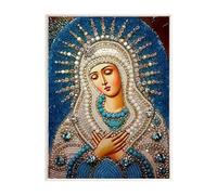 Virgin Lady Diamond Art - Toile À Pois 30 X 40 Cm, Portrait Sans Cadre | Peinture En À Perceuse Complète, Pour Décoration Murale De Maison, Salle De Prière, Église, Studio, Cadeau, Passe-temps
