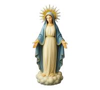 Virgin Mary Figurine Prayer Statue Small Resin Sculpture with Delicate Detailing and Compact Design for Desk, Window Sill, Dressing Table, Bookcase, Display Cabinet Home Décor
