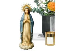 Virgin Mary Figurine - Small Resin Religious Statue, Decorative Desktop Sculpture Craft Ornament | Prayer Room, Meditation Space, Bedside, Nightstand, Window Sill, Dressing Table, Bookcase, Home Altar