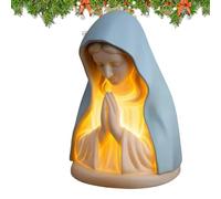 Virgin Mary Night Light - 3,35x5.31x3,35 pouces, lampe catholique apaisante lueur chaude, le design de rose du voile bleu, décoration artisanale de vacances | Cadeau de décoration intérieure de la pép