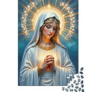 Virgin Mary Prayer Jigsaw Puzzle Educational Game Virgin Mary with Golden Halo for Adults Teens Age 12 Years Up 38x26cm 1000pcs