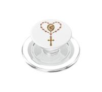 Virgin Mary Rosary Heart with Roses PopSockets PopGrip pour MagSafe
