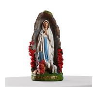 Virgin Mary Statue - Resin 8x8.5x19.8cm | Our Lady Of With St Bernadette And Lamb Figurines, Blessed Mother Religious Sculpture | Ideal For Catholic Church Home Living Room Window Decoration
