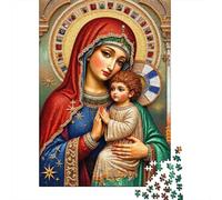 Virgin Mary with Child 1000Pc for Adults Kids Mary in Red with Child Educational Games Suitable for Decompression 70x50cm 1000pcs
