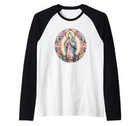 Virgin of Guadalupe Graphic for Flower Lover Christian Mom Manche Raglan