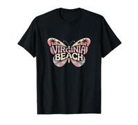 Virginia Beach Butterfly - Art rétro avec nom de Ville T-Shirt Graphique avec Valeur