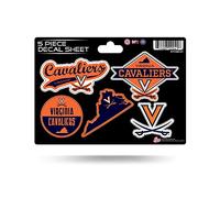 Virginia Cavaliers Feuille de 5 autocollants amovibles et réutilisables en vinyle 17,8 x 12,7 cm