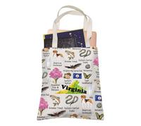 Virginia Sac fourre-tout réutilisable The Old Dominion State Vacation Lover Sac de courses VA Cadeau de voyage pour meilleure amie, maman, papa, Virginie, 35cm ( 13.78 inch ) * 38 cm ( 14.96 inch)
