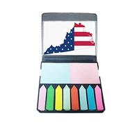 Virginia USA Map Stars Stripes Flag Shape Self Stick Note Color Page Marker Box