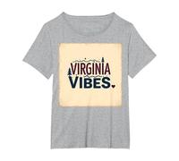 Virginia Vibes : l'amour des Montagnes pour Les Amateurs de Plein air T-Shirt, Femme Grandes Tailles, Gris Chiné, 2X