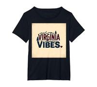 Virginia Vibes : l'amour des Montagnes pour Les Amateurs de Plein air T-Shirt, Femme Grandes Tailles, Noir, 3X