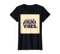 Virginia Vibes : l'amour des Montagnes pour Les Amateurs de Plein air T-Shirt, Femme, Noir, XS