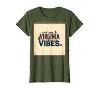 Virginia Vibes : l'amour des Montagnes pour Les Amateurs de Plein air T-Shirt, Femme, Olive, L