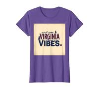 Virginia Vibes : l'amour des Montagnes pour Les Amateurs de Plein air T-Shirt, Femme, Violet chiné, S