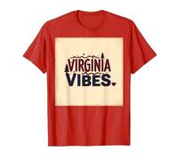 Virginia Vibes : l'amour des Montagnes pour Les Amateurs de Plein air T-Shirt, Homme, Rouge, S