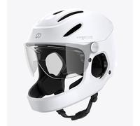 VIRGOMOVE Casque Vélo avec Visière et Lumière Arrière LED Modèle Virgo Integral | pour Speedbike & Trottinette | Adulte Homme & Femme Certifié NTA-8776 | Taille M, Blanc