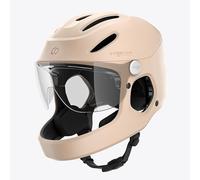 VIRGOMOVE Casque Vélo avec Visière et Lumière Arrière LED Modèle Virgo Integral | pour Speedbike & Trottinette | Adulte Homme & Femme Certifié NTA-8776 | Taille M, Beige