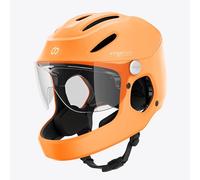 VIRGOMOVE Casque Vélo avec Visière et Lumière Arrière LED Modèle Virgo Integral | pour Speedbike & Trottinette | Adulte Homme & Femme Certifié NTA-8776 | Taille L, Orange
