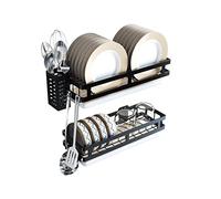 Virgorack Égouttoir à vaisselle mural en acier inoxydable avec égouttoir à vaisselle et support de baguettes à suspendre (2 niveaux)